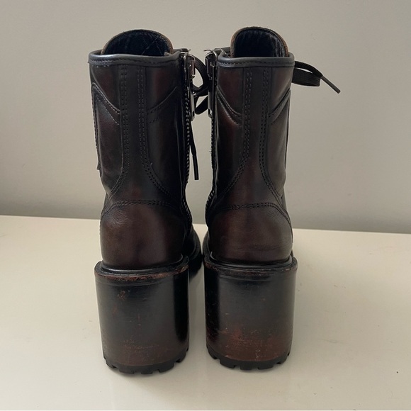 Thursday Boot Company Rebel Heeled Lace Up Combat Boots Coffee Black Size 6 - Picture 6 of 9